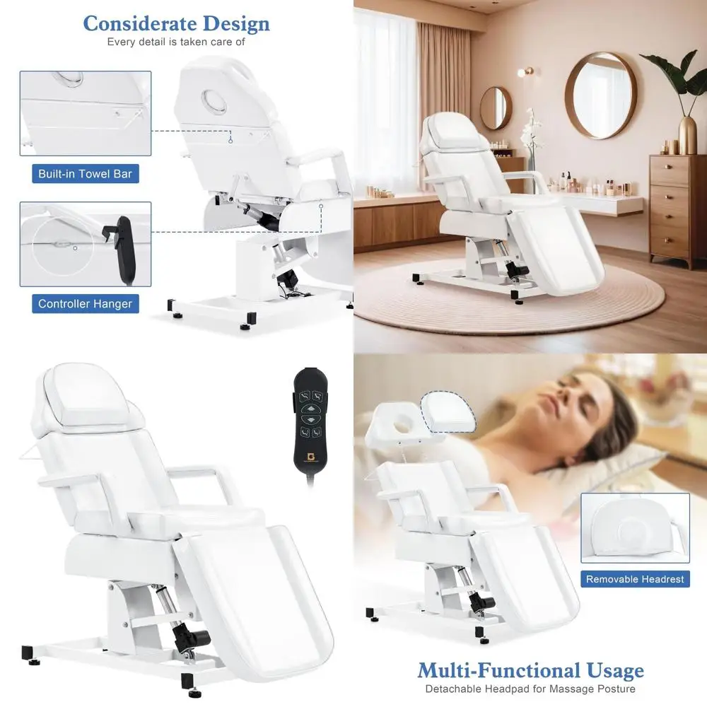 

Electric Adjustable Facial Bed with 3 Motors or Electric Tattoo Chair for Estheticians and Clients