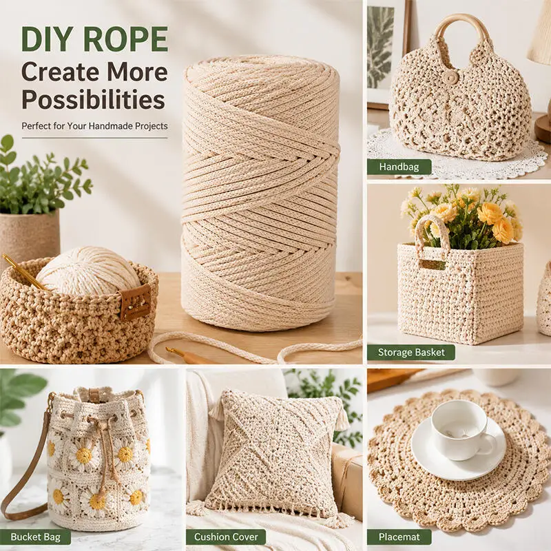 1 Spule Eisseidenfaden 3mm, Handgewebtes Seil, Geeignet für DIY-Bastelarbeiten, Weben, Pflanzenhänger, Erhältlich in Verschiedenen Farben – Detail 6