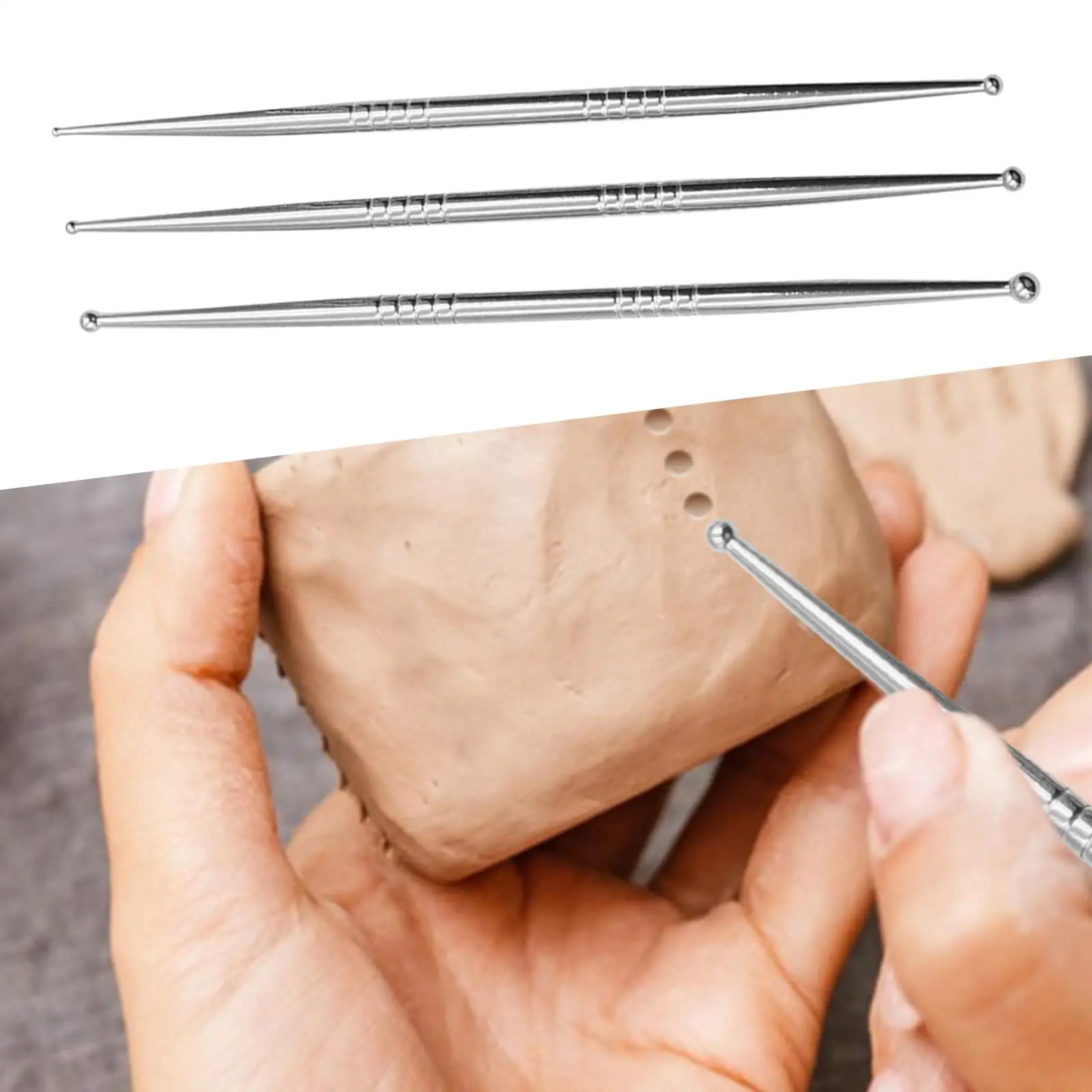 

3x шариковый стилус Dotting Tools двухсторонний металлический шар тиснение шаблон полимерные глиняные инструменты
