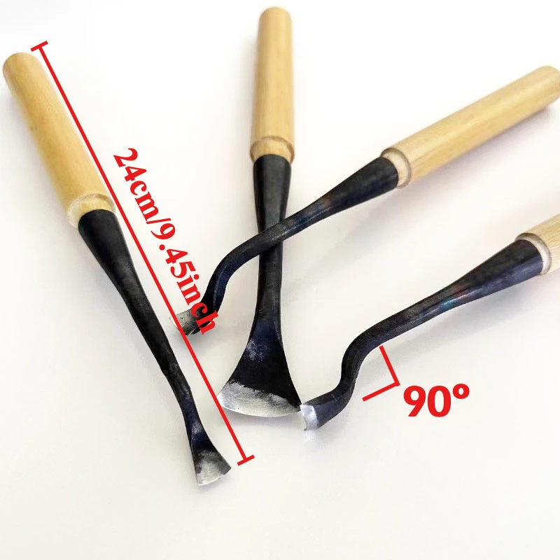 

Hand Forged Carving Chisel 90° Elbow Round Knife Manual Woodworking Tools Carpentry Root-Carving Sculpture Chisel