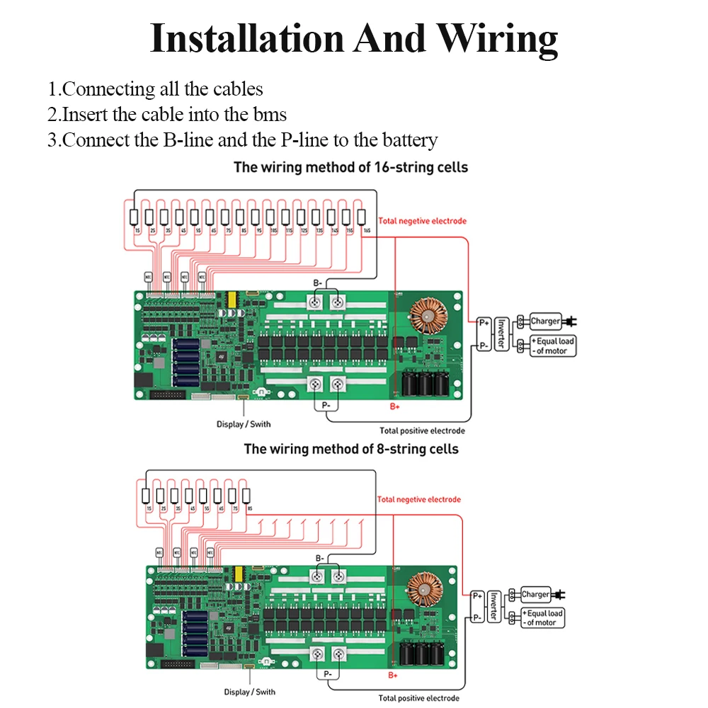 JK BMS JIKONG PB1A16S15P Inverter Smart BMS 3.2 4.3 Inch Display 8S 16S 24V 48V 150A for Home Energy Storage Lifepo4 Li-ion LTO