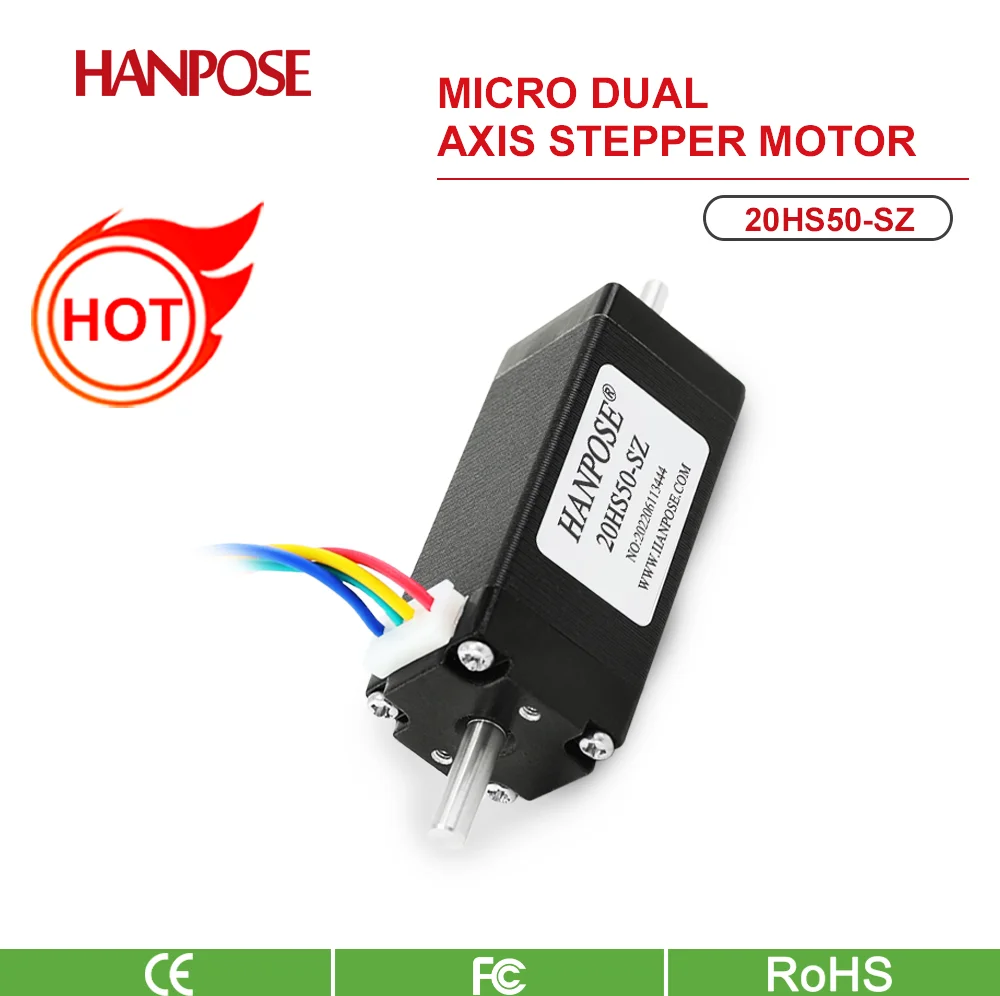 20HS50-SZ Mini Nema 8 Dual Axis Stepper Motor 50mm 0.8A 0.4N.M High Torque Series Motor for 3D Printer Monitoring Equipment