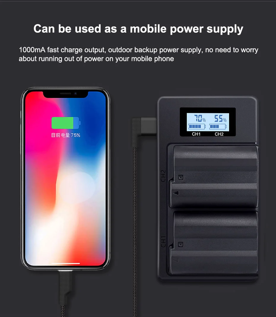 بالو ENEL15 EN EL15 EL15A EN-EL15 بطارية LCD المزدوج شاحن USB لنيكون D7000 D600 D610 D600E D800 D800E D810 D7100 d750 V1