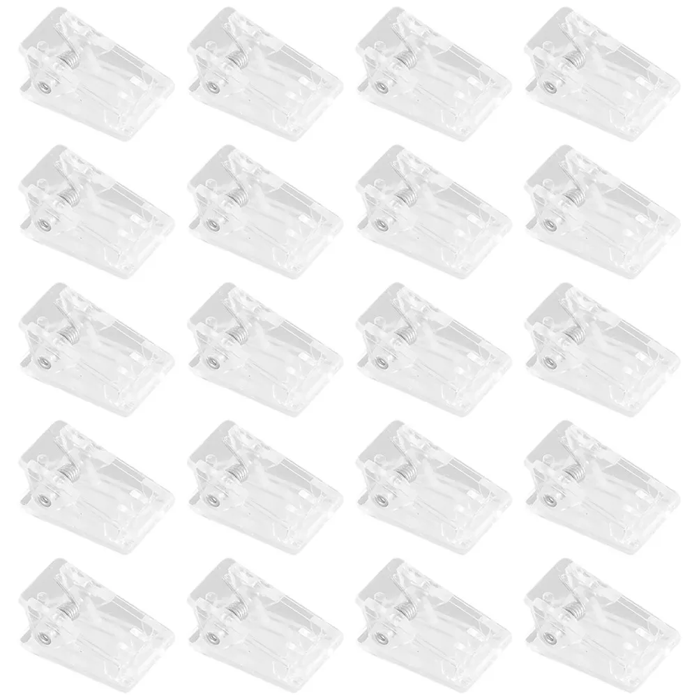 

20Pcs Transparent Spring Clips Clear Self Adhesive Photo Clips for Walls Tiles Metal Smooth Surfaces Badge Holders Id Cards Name