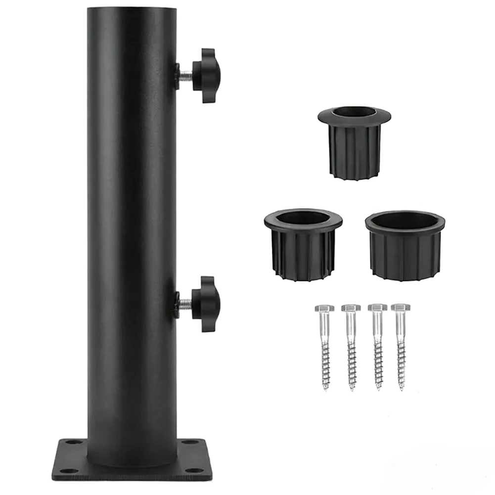 

Metal outdoor parasol base kit sturdy iron support with 32mm 39mm 49mm stoppers suitable for different parasol sizes and styles