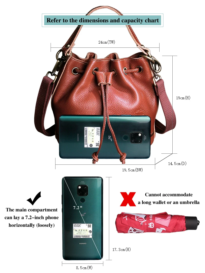 LEFT&NORTH Bags for women trend 2024 legitimate Genuine leather Crossbody Bucket bag with compartments Handbags Original brand