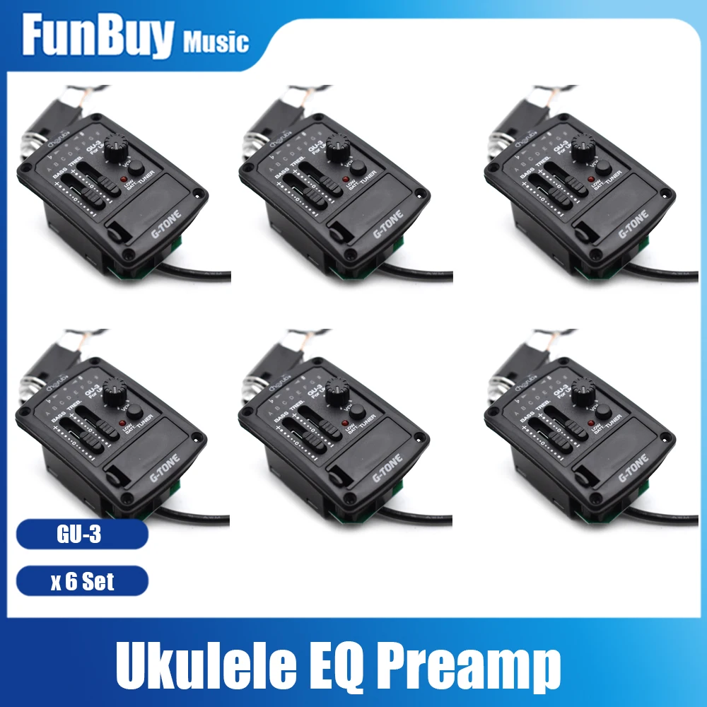 

6 Set GU-3 Acoustic Ukulele Preamp System Two Band EQ for Ukulele with Chromatic Tuner / Ukulele Pickup guitar pick holder