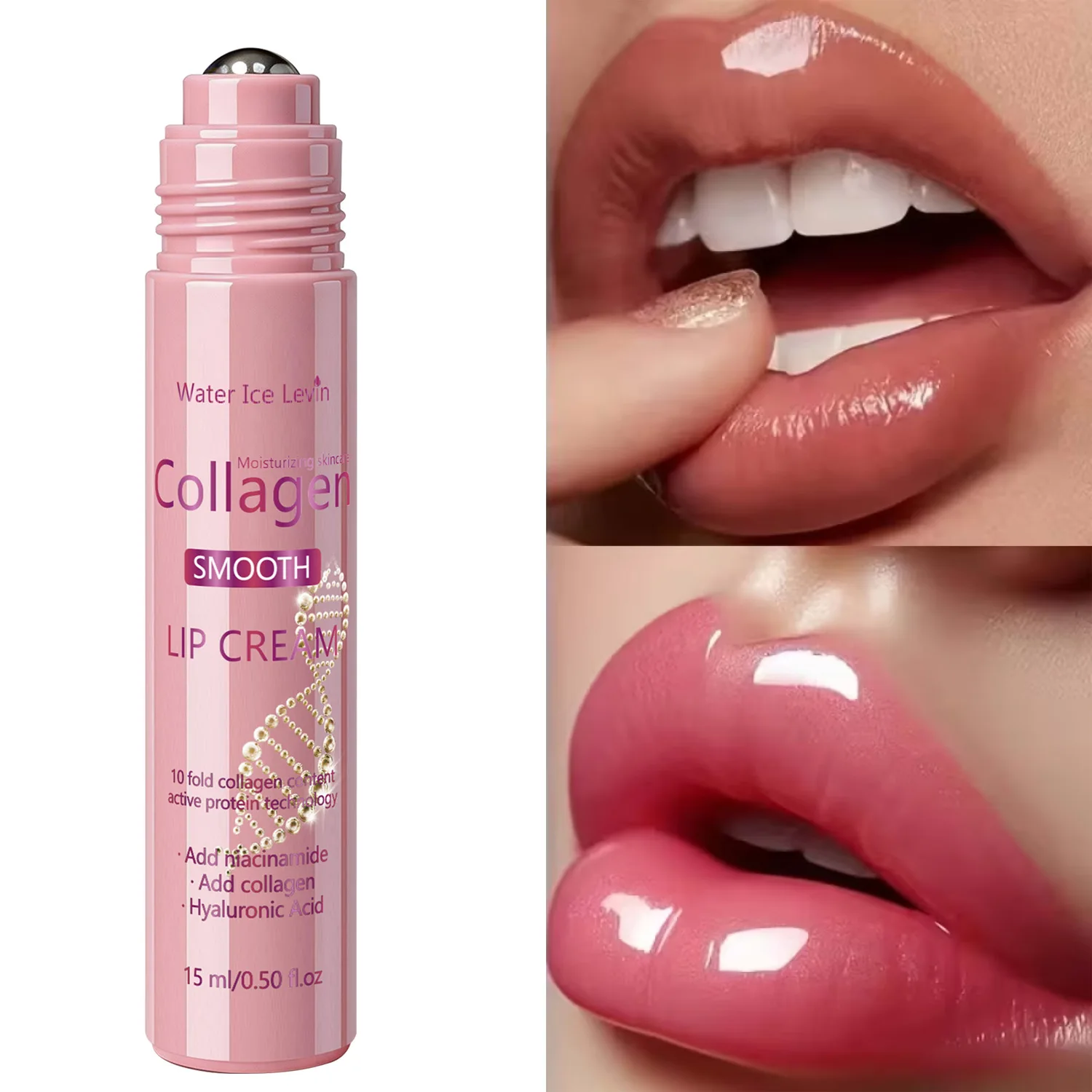 Kollagen-Lippencreme - Hyaluronsäure & Niacinamid, langanhaltende Feuchtigkeitspflege für rissige Lippen, schnell aufpolsternder Lippenstift, aufpolsterndes Lipgloss-Öl