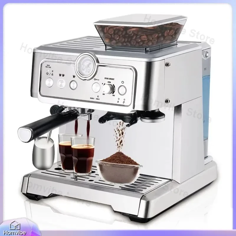 Semi-Automatic Espresso Machine Italian Style Coffee Maker with Built-in Grinder Pump Pressure 15 Bar for Home Kitchen Office