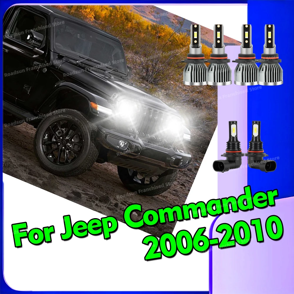 2/6x Car Led Headlight Bulbs 3570 CSP Fog Lamps For Jeep Commander 2006 2007 2008 2009 2010 Turbo Lampada 30000LM High Low Beam