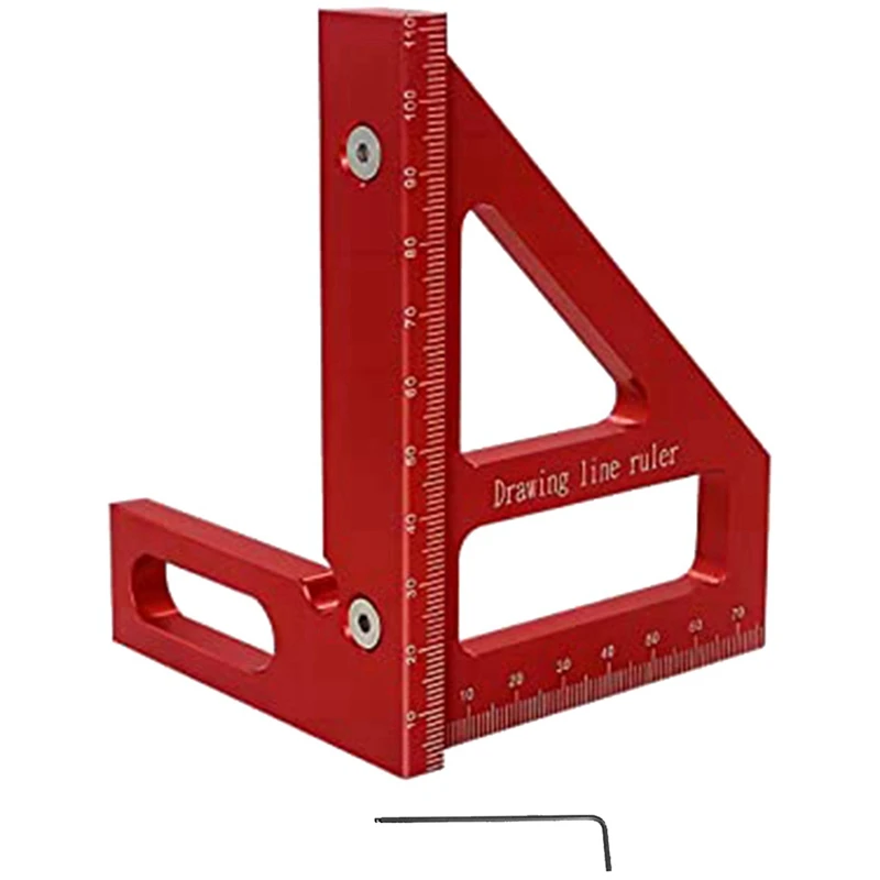 LICG 3D Multi-Angle Measuring Ruler 45/90 Degree Aluminum Alloy Drawing Line Ruler High-Precision Layout Measurement Tool