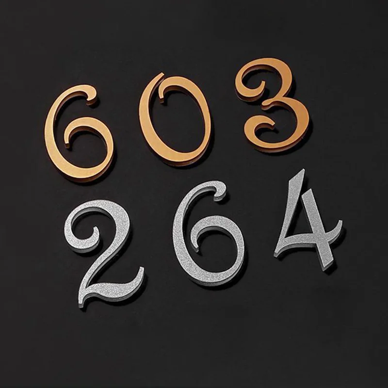 1PCS Address Plaque Acrylic House Apartment Address Door Number Mailbox Sign Plate Sticker Self Adhesive 0-9 3D Numeral Sticker