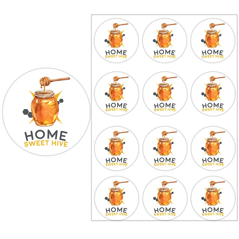 3.5cm/4.5cm Honey Jar Labels Honeycomb Bee Stickers Thanksgiving Day Circle Roll Seal Label Wedding Small Business Gift Tag