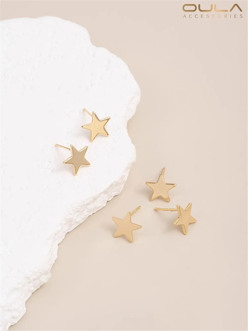 14K Bag Gold Color Five-pointed Star with Hanging Ring 925 Silver Needle Earrings Handmade Diy Earrings Accessories Materials