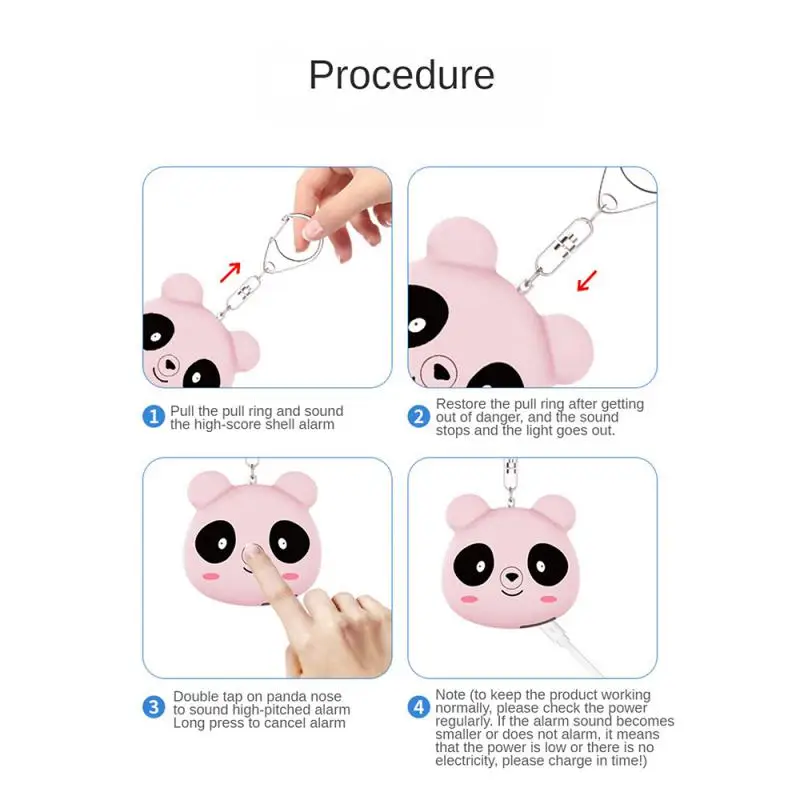 Llavero Anti-Lobo, 130db, puntos potentes para una buena apariencia, modo de alarma Dual, ciclo de carga, localizador de sirena Anti Lobo, alarma Panda