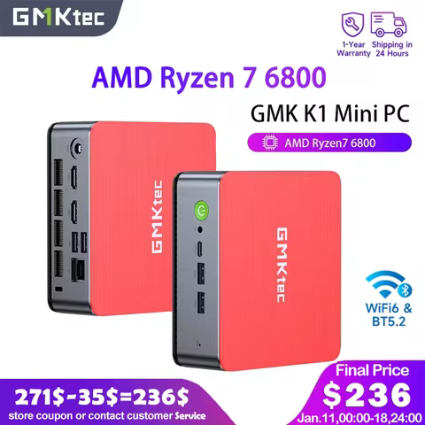GMKtec NucBox K1 AMD Ryzen 7 6800H No RAM/SSD Mini PC NVMe(PCIe3.0 M.2) Window 11 Pro WiFi 6E BT5.2 Mini Desktop Computer USB3.2