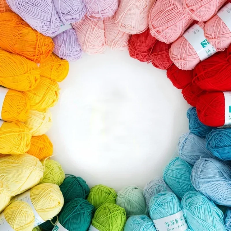 Susan\'s Family 64 Colors/set 50g/120m 4-plys Combed Cotton Milk Hand-knitted Doll DIY Crochet Material Package Wool Ball Sweater