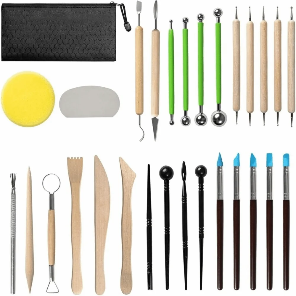 19/25/29Pcs Soft Clay Clay Tool Set DIY Art Molding Pottery Tools Ball Stylus Shaping Clay Sculpting Tools Kit for Beginners