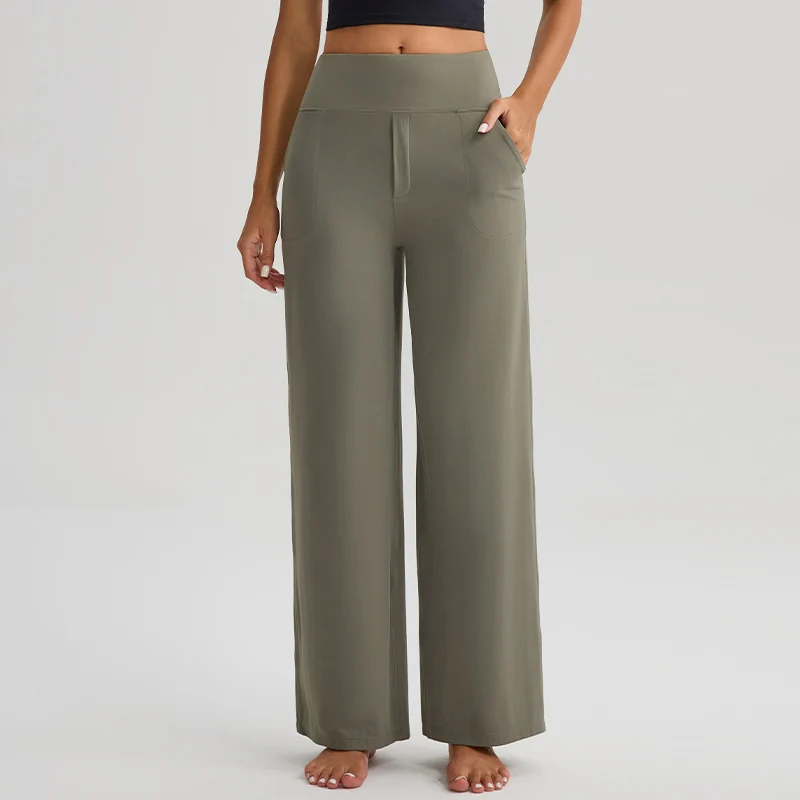 Women's High Waist Loose Comfort Wide Leg Yoga Pants, Sport Casual Versatile Tummy Control Fitness Workout Trousers