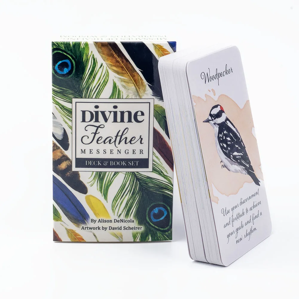 10.3*6cm Divine Feather Messenger 44 Oracle Cards English Visions Divination Edition Deck Board Playing Games With PDF GuideBook