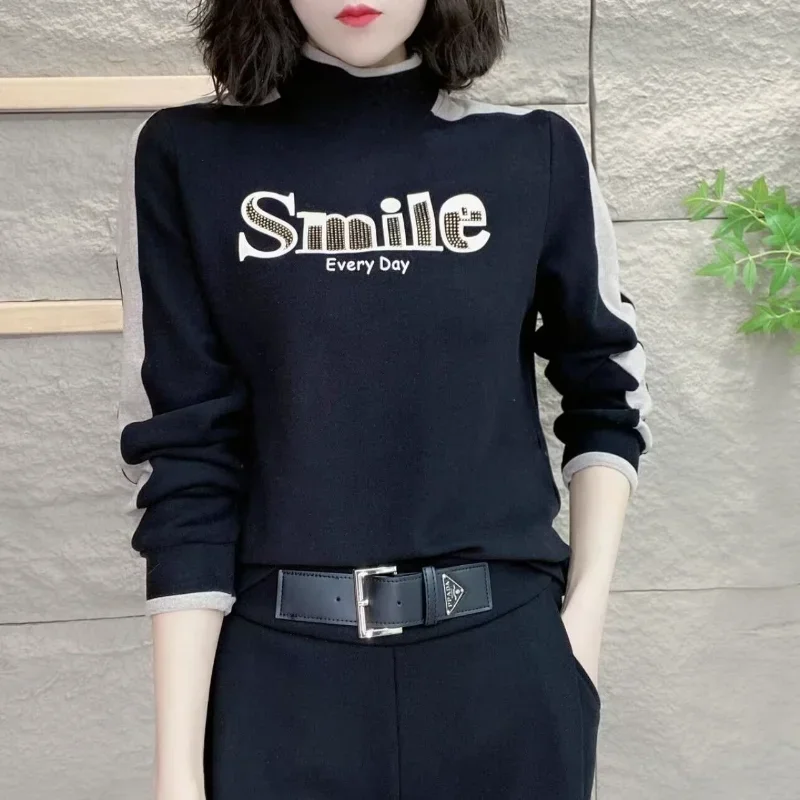 Desgaste casual fora com top de diamante versátil e pilling quente