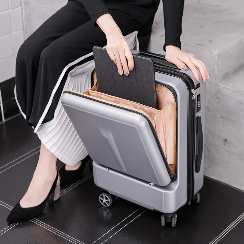 ABS Business Trolley Case, saco de computador, capa frontal Travel Case, Universal Wheel Boarding, 20 "24", 1 Pc, novo, grátis