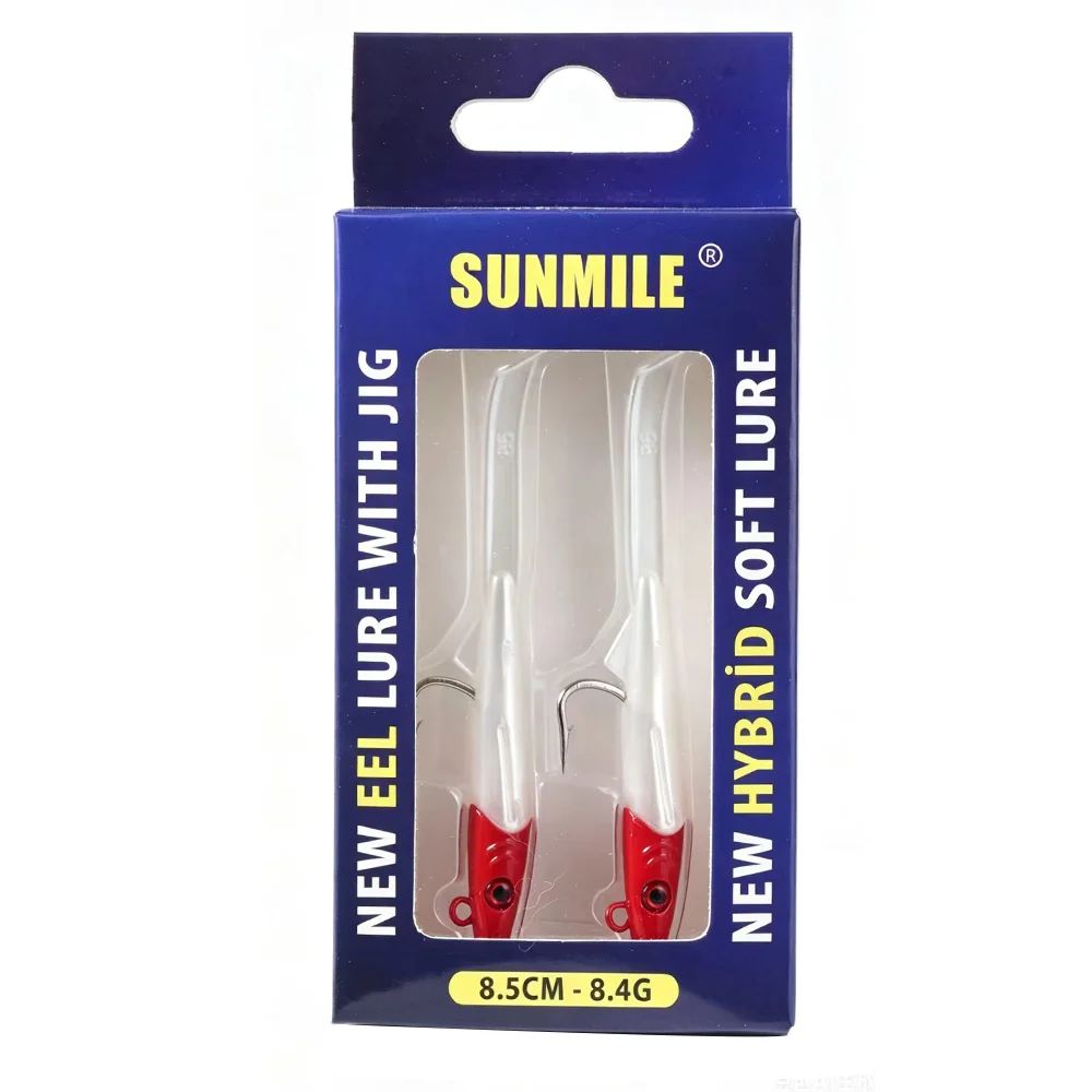 SUNMILE Aal-Köder mit Jig, Raglou Hybrid-Weichköder 8,5cm 8,4g 2 Stück/Packung Salzwasser-Schwimmköder für Meerbarsch und Hecht