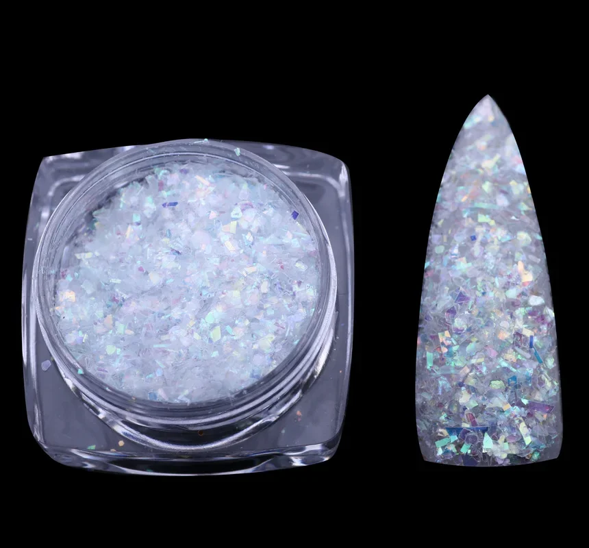 

Mermaid Mirror Effect Nail Glitter Holographic AB Shell Flakes 1 Box Irregular Paillette DIY Foil Pieces Sequins for Nail Art