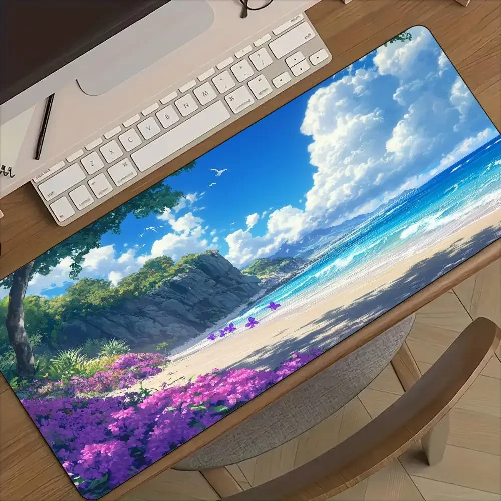 Tappetino per mouse Tappetino da scrivania Tappetino per mouse dal design Warm Town con bordi cuciti Tastiera con base in gomma antiscivolo Tappetino da gioco esteso