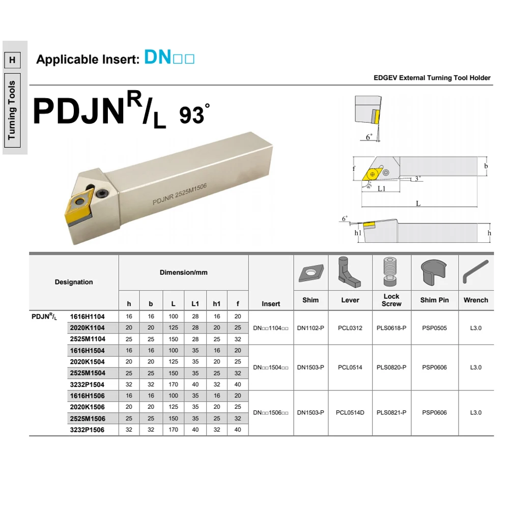 PDJNR1616H11 PDJNR2020K11 PDJNR2525M11 PDJNR2020K15 PDJNL2020K15 PDJNR2525M15 PDJNL25M15 PDJNL PDJNR portaherramientas de torneado