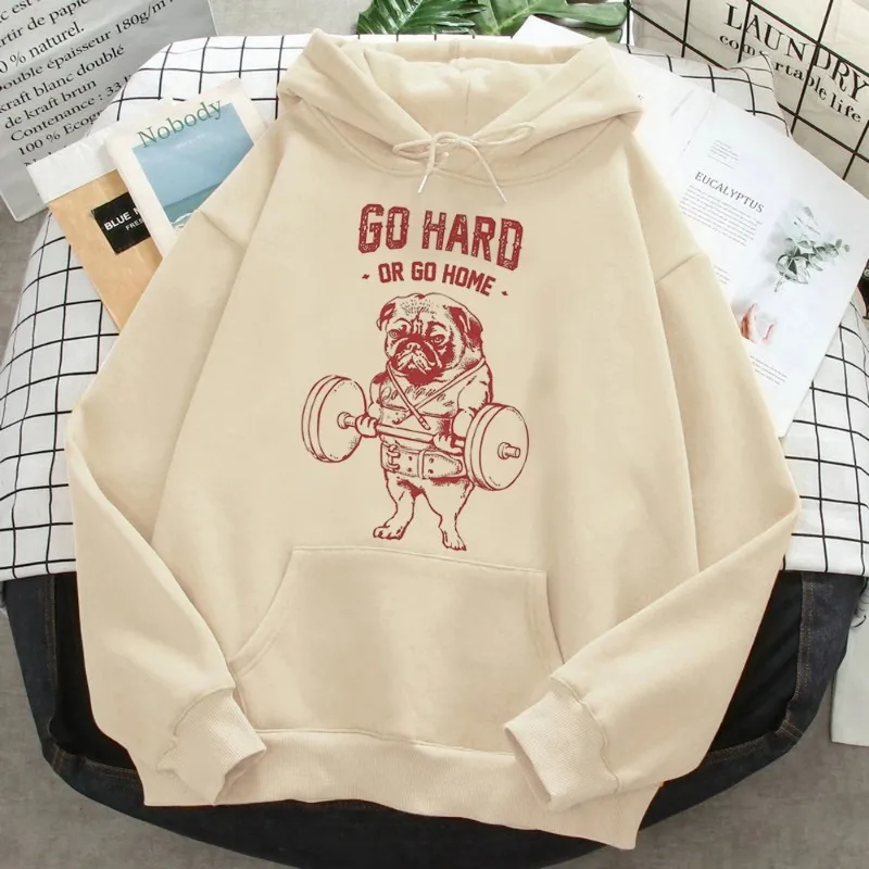 Pug Print Hoodies Cartoon Dog Pullover Casual and Fashion Loose Oversized Sweatshirt Autumn Winter Kawaii Cute Women Clothing