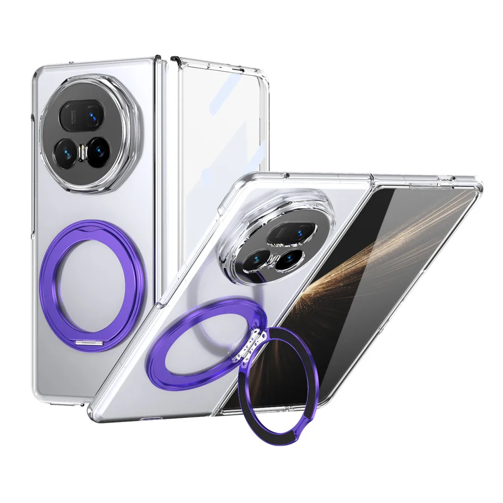 Magnetyczne przezroczyste etui na telefon Honor Magic V5 V3 Vs3 5G Hybrid Tempered Flim Ring Holder Stand Hard Back Cover