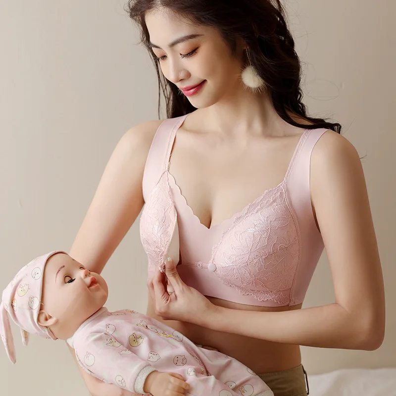 Sexy Lace Thin Womens Underwear Maternity Breastfeeding During Feeding Anti Sagging Gathered Lingerie Backless Bra For Wholesale