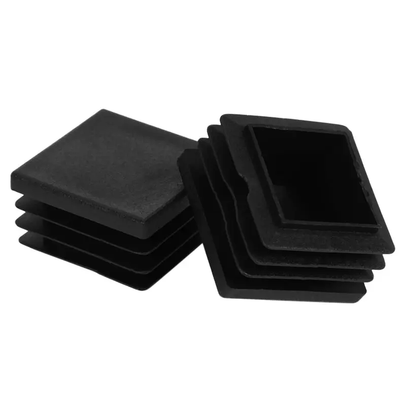 ABFS 144 Pcs 30Mm X 30Mm Plastic Ribbed Square End Caps Tube Insert Black