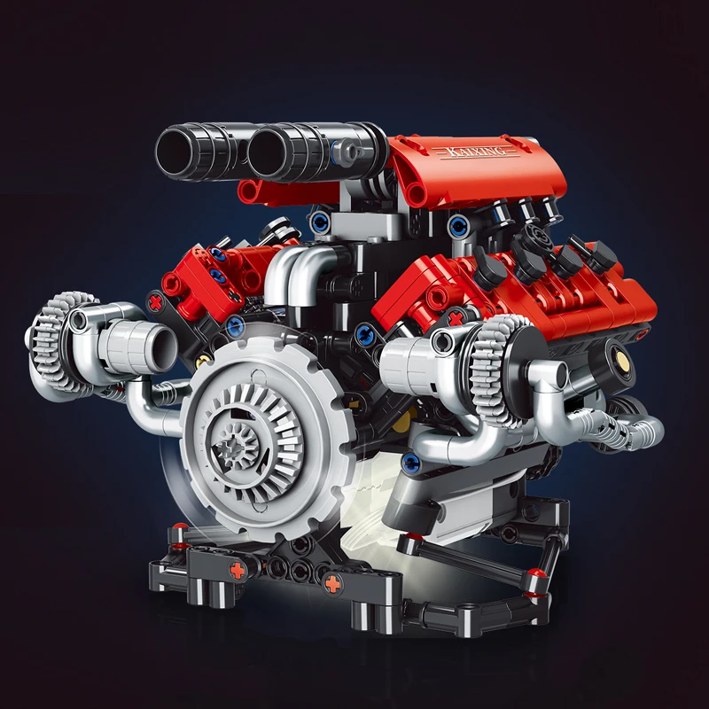 

V8 Engine MOC Super Sports car Building block model ornament Originality Puzzle assembly Toy Boy's Gift