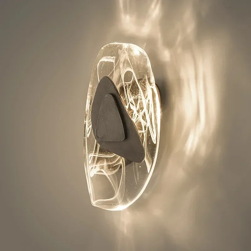 Modern LED Wall Lamp Crystal Art Glass Wall Light Bedside Sconce for BedroomBackground Aisle Stairs Patio Decor Lighting Fixture