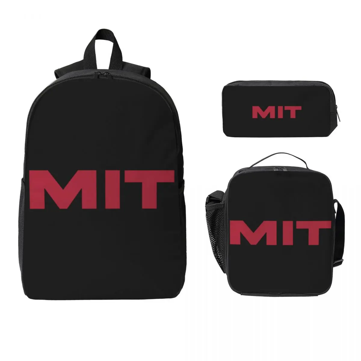 MIT - Mochila del Instituto de Tecnología de Massachusetts, mochila escolar para estudiantes, niños y niñas, bolsa de almuerzo aislada de 3ps, estuche para lápices
