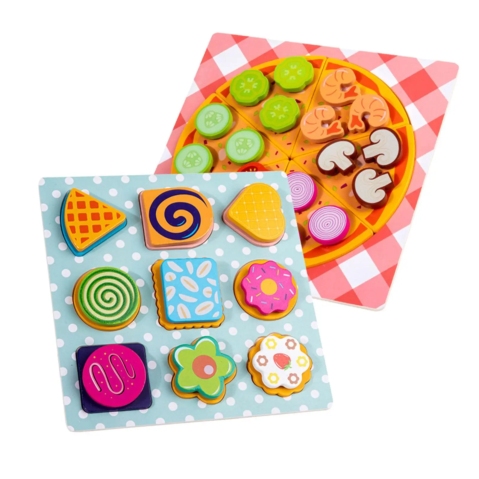Küchen-Lebensmittelspielzeug aus Holz, Pizza-Lebensmittel-Set für Kinder ab 3 Jahren, Jungen und Mädchen