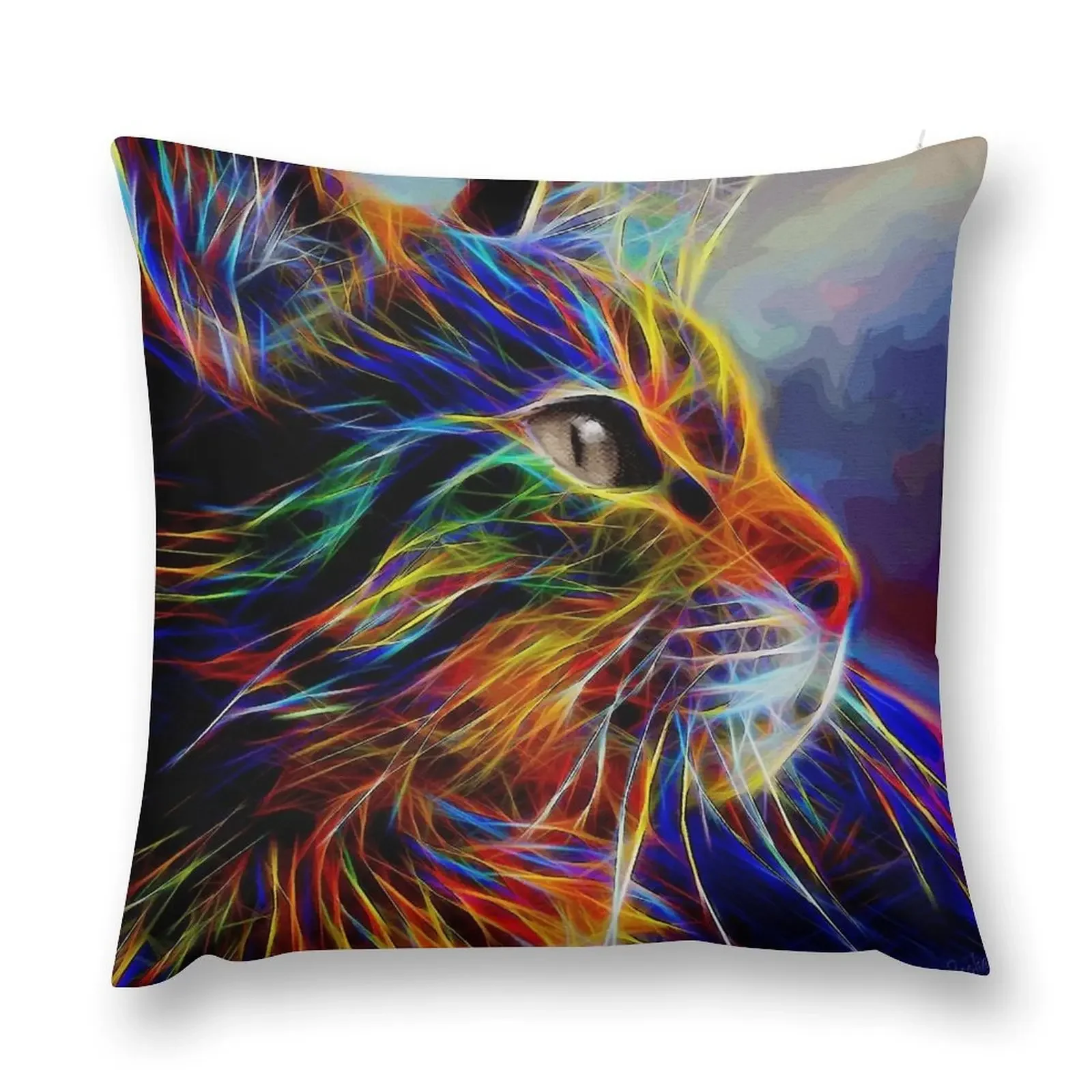 Neon cat, cat, chat, gato, lea roche paintings Throw Pillow ornamental pillows Cusions Cover Christmas Pillow pillow