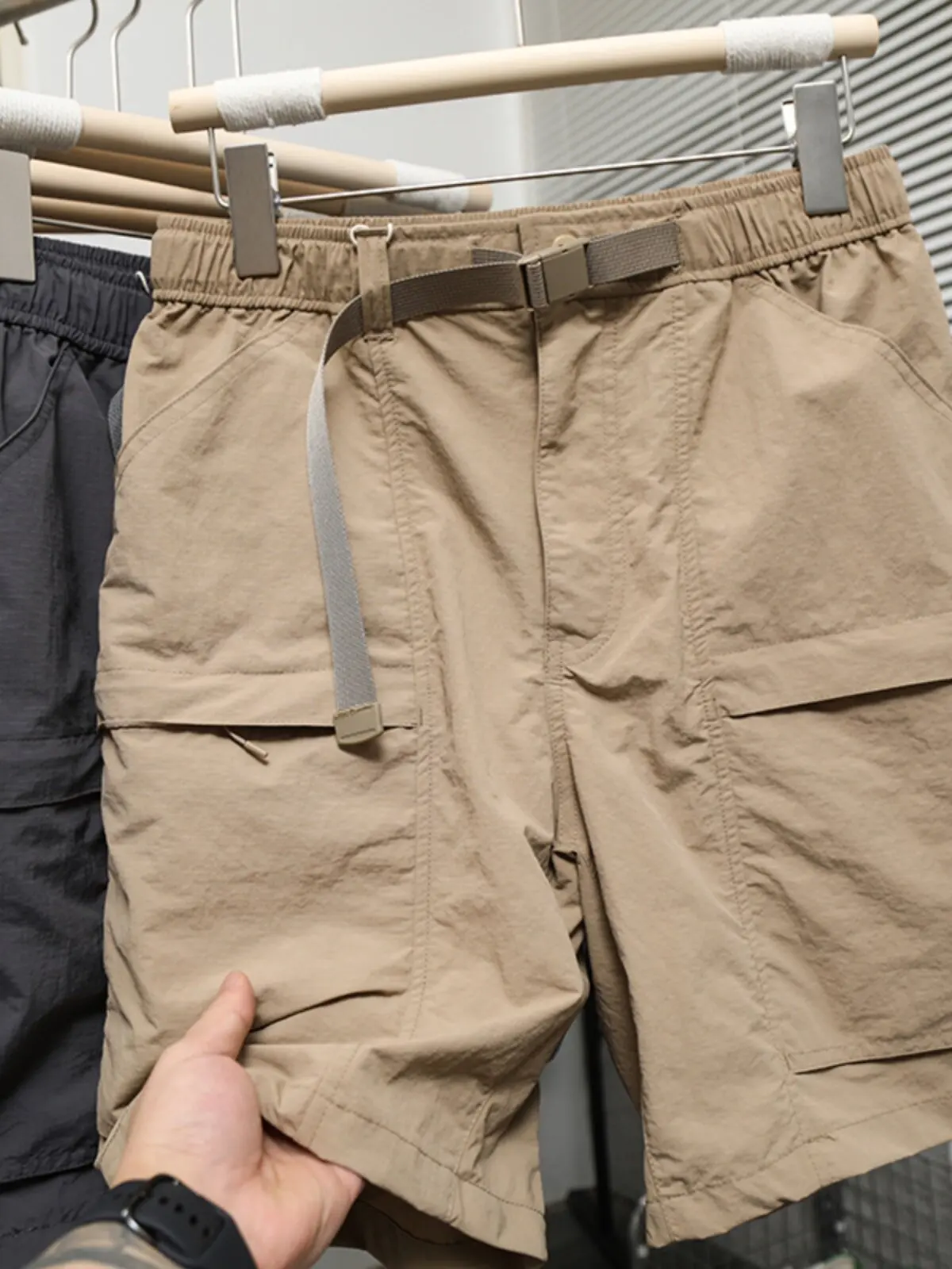 Anti-splashing process! Summer men's and women's outdoor tooling shorts quick-drying five-point pants