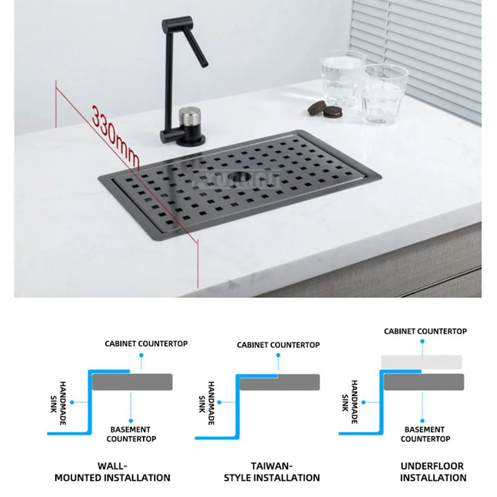 Kitchen invisible small sink, tea room, bar counter sink, tea bar, coffee machine, water dispenser, water tray - view 5