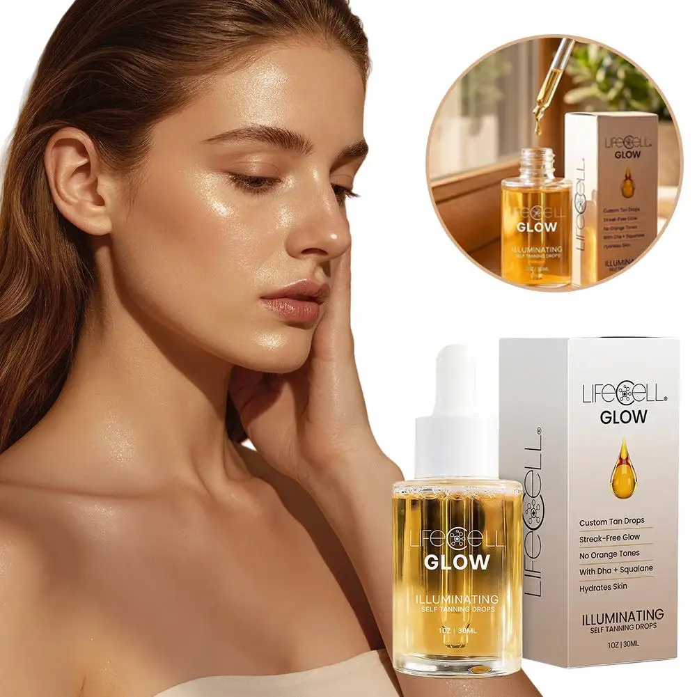 Body Self Tanning Drops Oil DHA Squalane Formula Streak-Free Moisturizing Natural Bronze All Skin Types Gradual Glow
