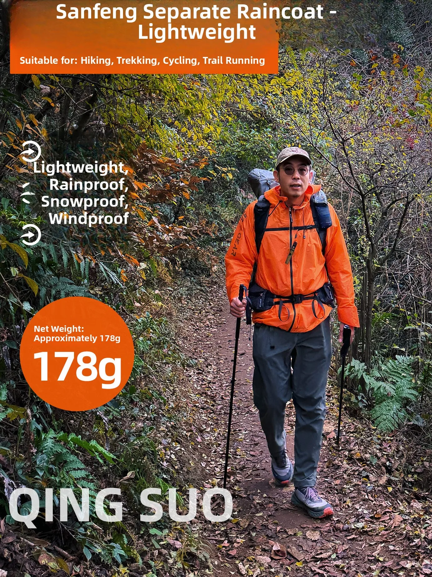 

Sanfengchu Lightweight Separate Men Women Outdoor Hiking Cycling Motorcycle Raincoat Rain Pants Durable Waterproof Gear