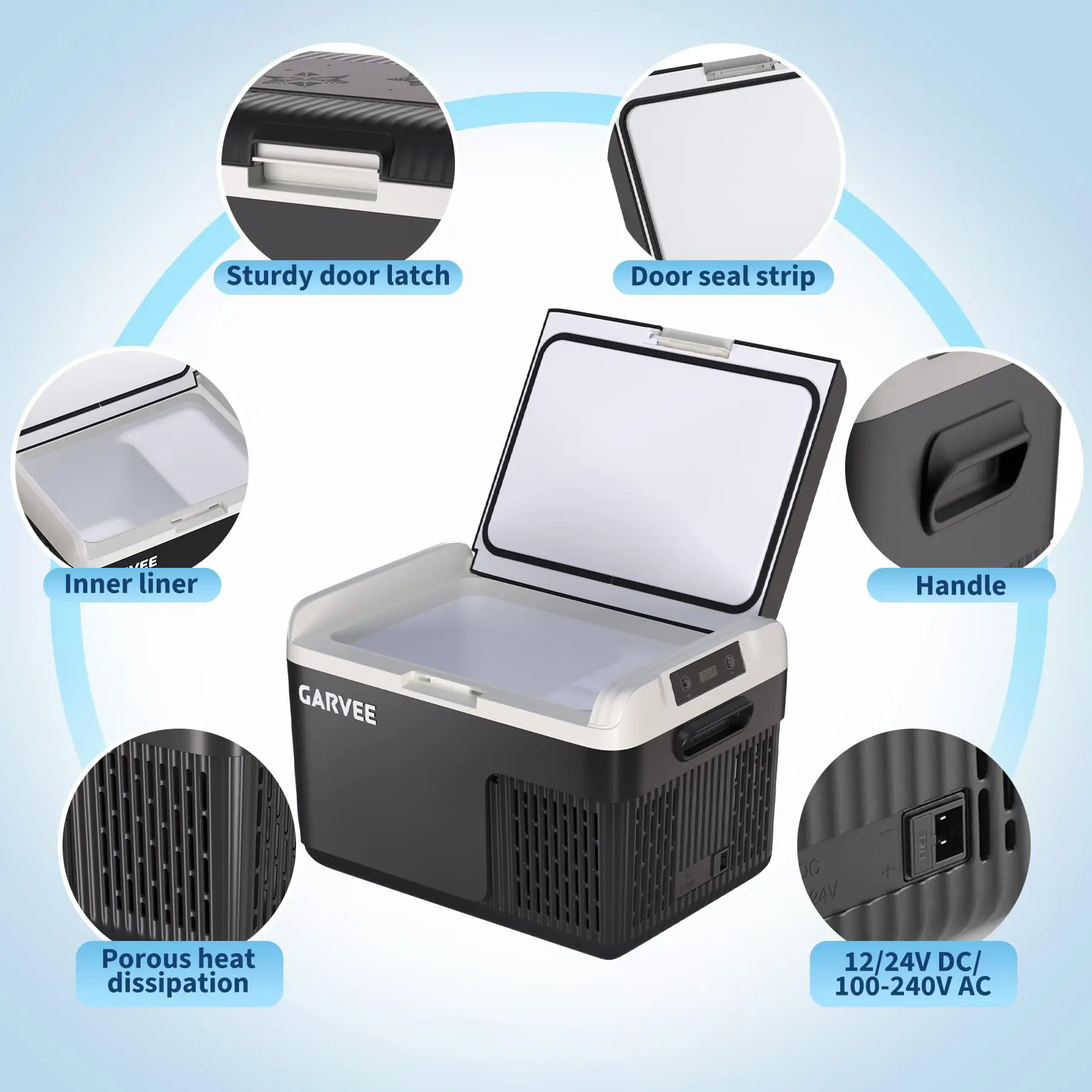 12L Car Refrigerator with Compressor, Portable Fridge Freezer for Truck RV Van Boat, 12V 24V DC and AC Power, -20C to 20C Rapid Cooling, 45W Quiet Energy Saving Mini Cooler for Car, Camping, Travel, Road Trip, Outdoor, Home
