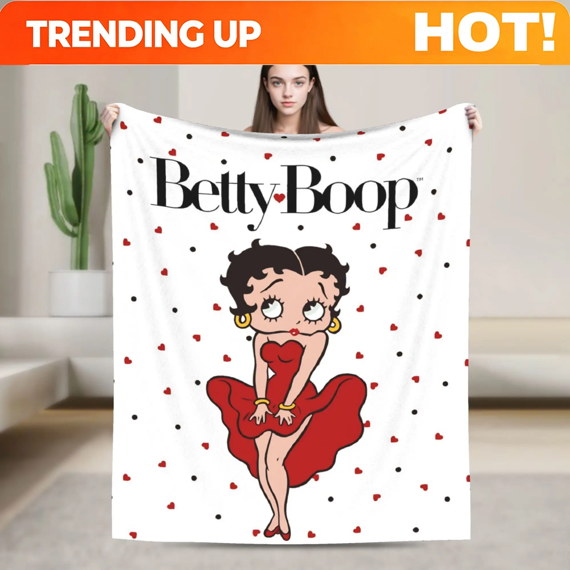 Customize B-Bettys Boops Merch Blanket Super Soft Warm  Throw Blankets for Bed 50x60 Inches Multi-size Bedding Throws