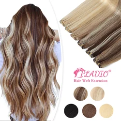 PLADIO-extensiones de cabello humano liso, mechones de doble trama, cabello Remy brasileño, Rubio, 10