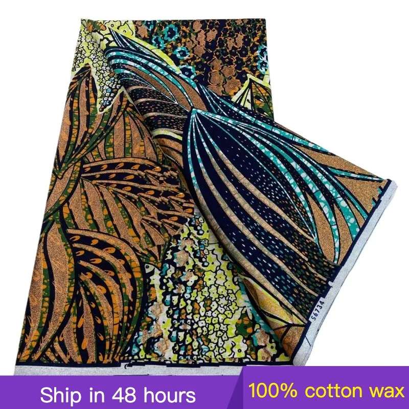 Grand Super 100% Cotton African Wax High Quality Wax Ankara Print Fabric For Sewing 6 yards Women Dress Fabric