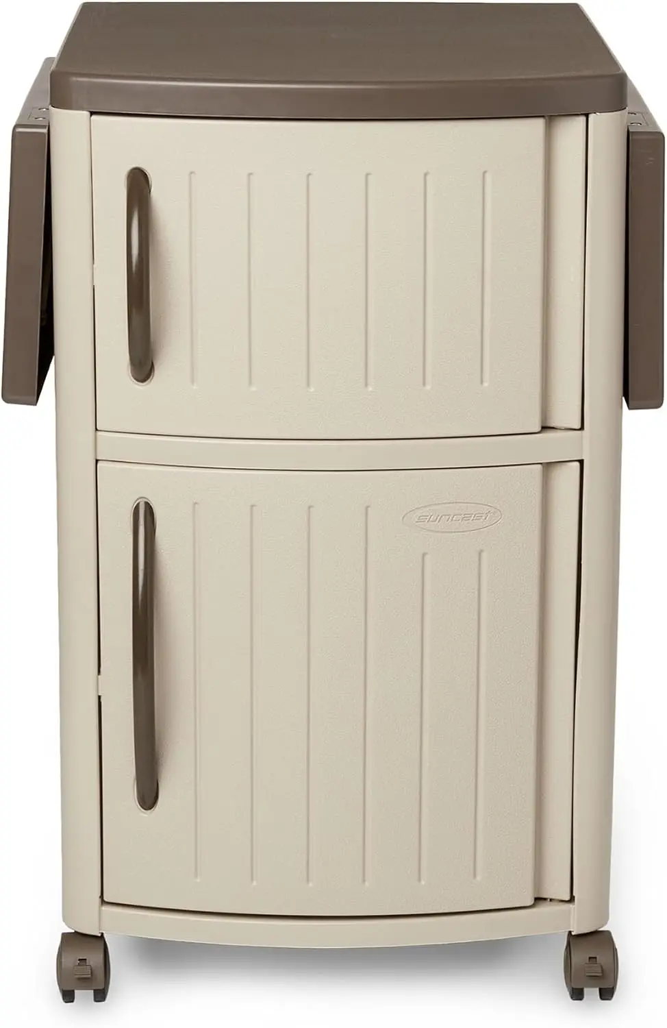 Outdoor Grilling Prep Station Table With Storage, BBQ Work Counter For Backyard Patio, Taupe And Brown Finish - view 7