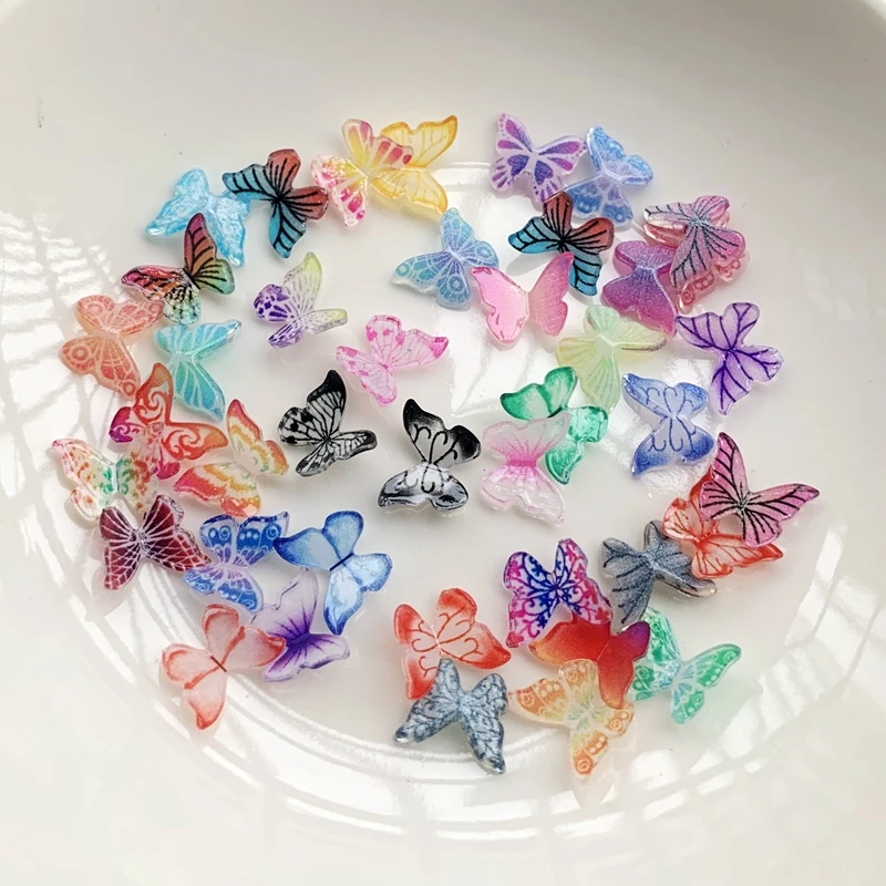 Mixed colors 3D butterfly DIY decorative accessories nail rhinestones crystal butterfly nail art decorations 30pcs/lot