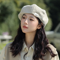 Retro Harajuku Style Washed Cotton Cloud Berets Cap for Women Spring and Summer New Travel Versatile Casual Literary Painter Hat